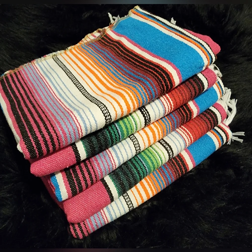 Set of 5 Mexican Table Runners/Serapes Bright colors Wedding/Party Decor